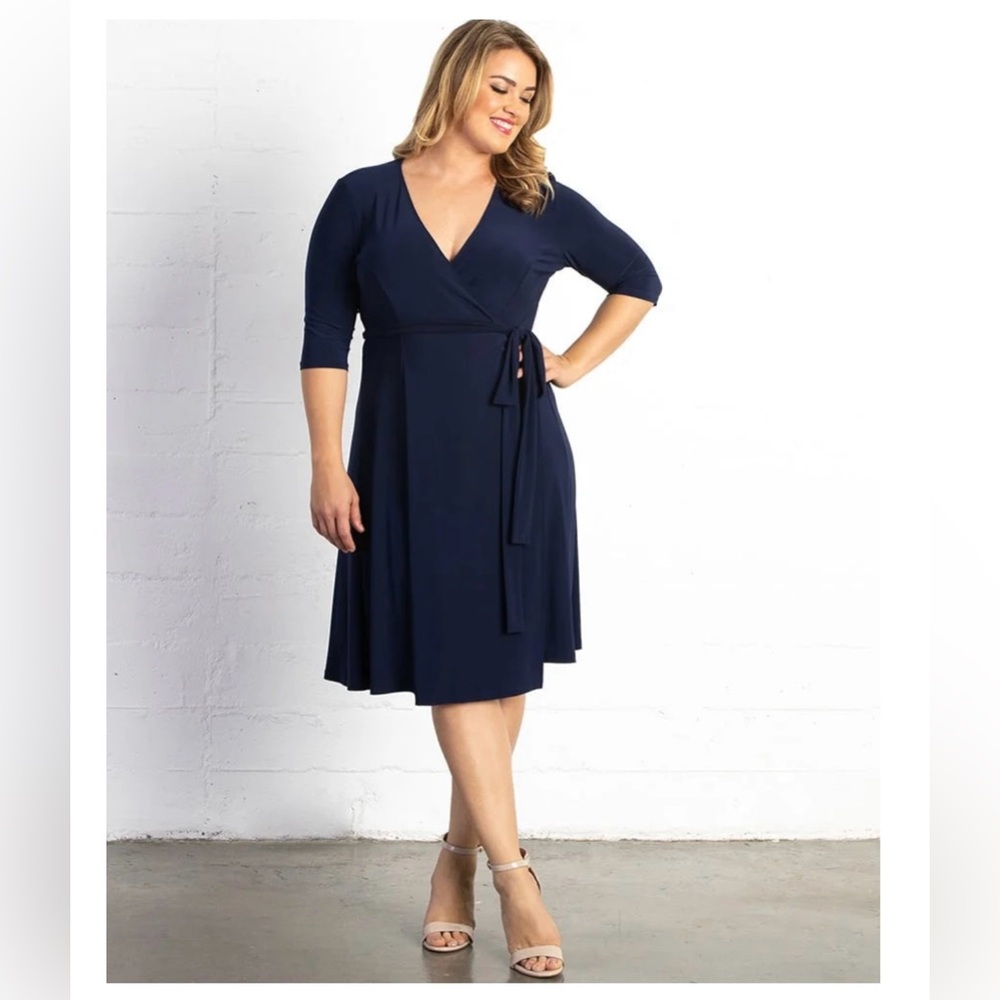Kiyonna Essential Wrap Dress- Navy